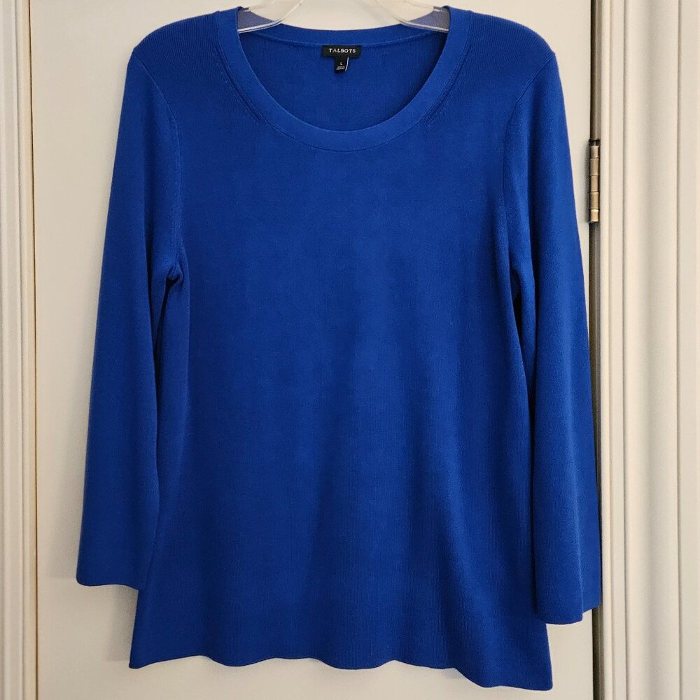 Talbots Pullover Sweater Size L Royal Blue New Without Tags Cotton Blend